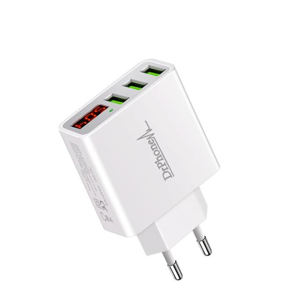 Grote foto drphone thuislader 3 poorten usb oplader 2.4a smart fast charge lader met led display wit telecommunicatie opladers en autoladers