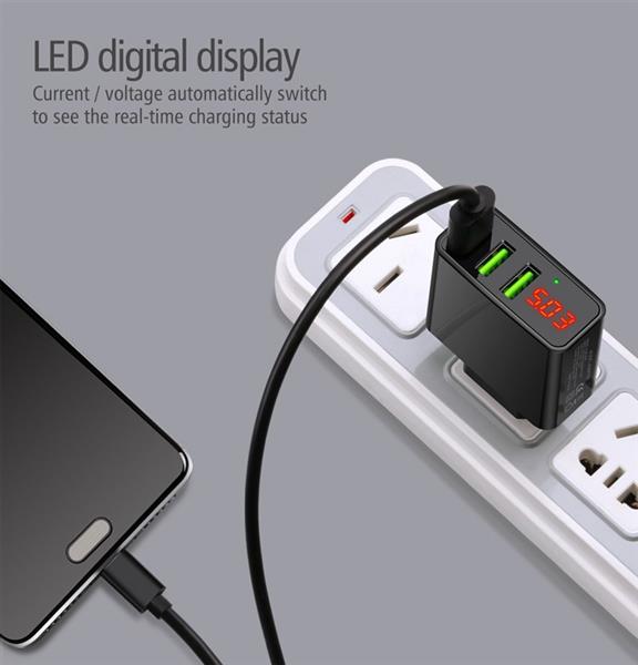 Grote foto drphone thuislader 3 poorten usb oplader 2.4a smart fast charge lader met led display wit telecommunicatie opladers en autoladers