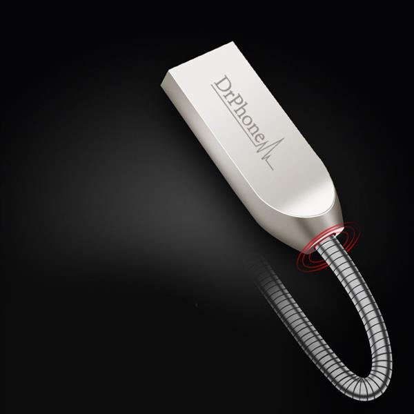 Grote foto drphone metalen zinc lightning usb kabel 5v 2.4a 1.5x sneller laden versterkte draadhardheid telecommunicatie opladers en autoladers