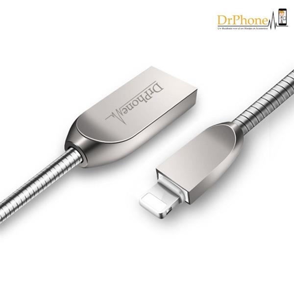 Grote foto drphone metalen zinc lightning usb kabel 5v 2.4a 1.5x sneller laden versterkte draadhardheid telecommunicatie opladers en autoladers