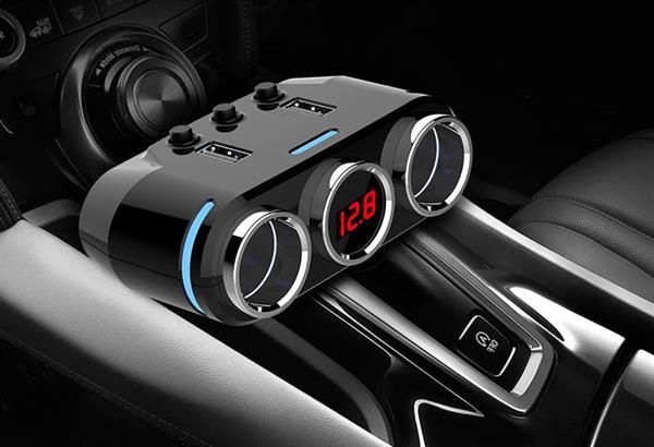 Grote foto drphone car1 multifunctionele autolader 3 contactdozen 100w 2 usb poorten 3.1a 1a 2.1a telecommunicatie opladers en autoladers