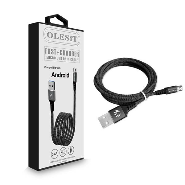 Grote foto olesit micro usb fast charge 3.4a oplaadkabel veilig laden data sync transfer anit knik telecommunicatie mobieltjes