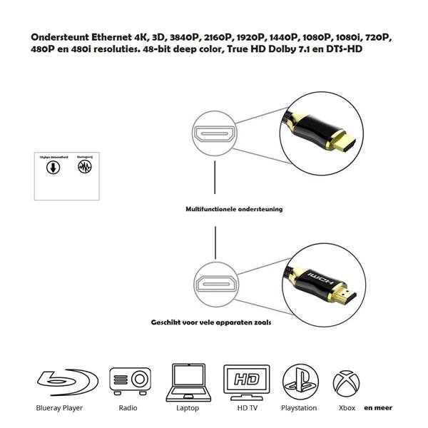 Grote foto drphone hi speed pro hdmi naar hdmi kabel 2.0 gouden connectoren 1meter audio video 18gbp telecommunicatie opladers en autoladers