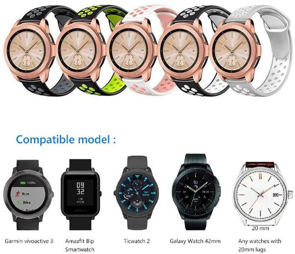 Grote foto drphone siliconen polsband galaxy watch 40 mm 42 mm 20 mm sportband zwart grijs kleding dames horloges