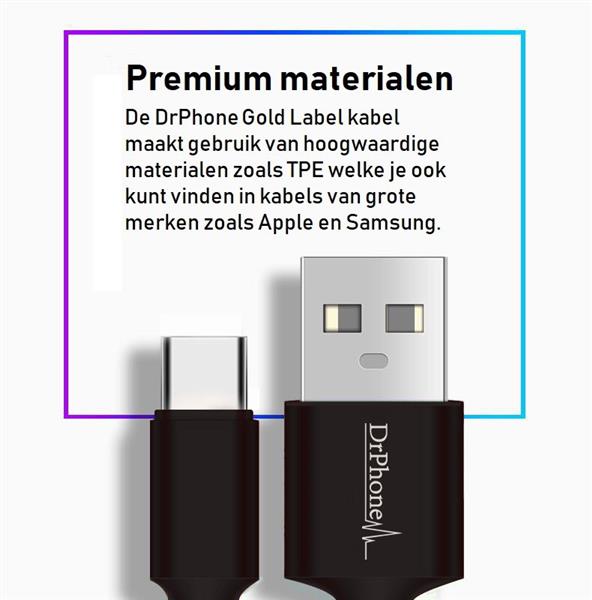 Grote foto drphone kevlar pro 1 meter tpe usb c kabel 2 poorten thuislader voor type c aansluiting tabl telecommunicatie opladers en autoladers
