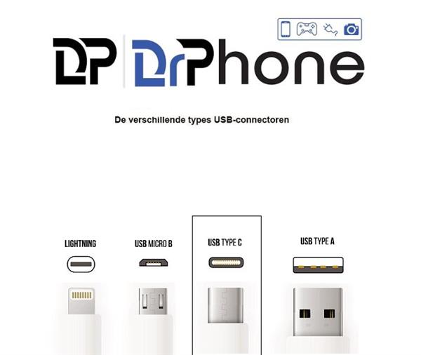 Grote foto drphone kevlar pro 1 meter tpe usb c kabel 2 poorten thuislader voor type c aansluiting tabl telecommunicatie opladers en autoladers