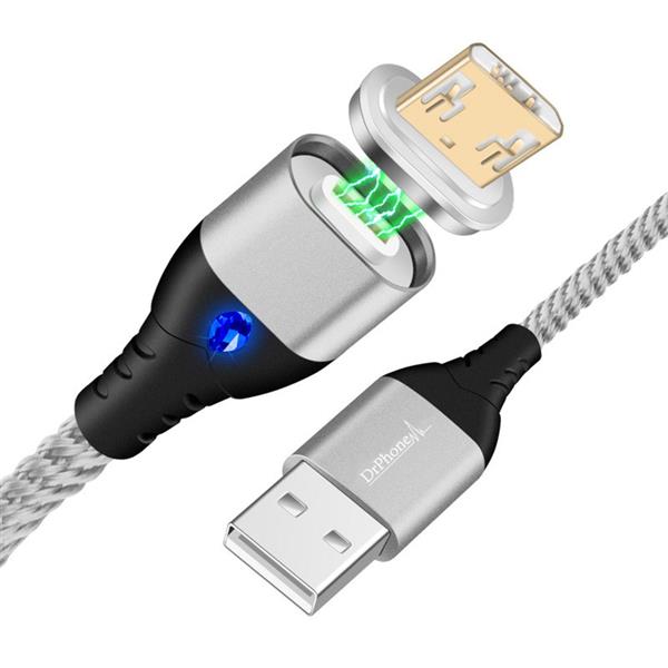 Grote foto drphone echo series 2 meter zilver magnetische micro usb oplaadkabel quick charge 3.0 3a telecommunicatie opladers en autoladers