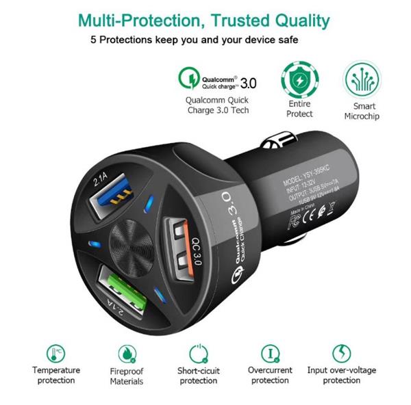 Grote foto drphone qc6 autolader 3 poorten usb qc3.0 2.1a 2.1a snelle lader volledige ondersteuning voor s telecommunicatie opladers en autoladers