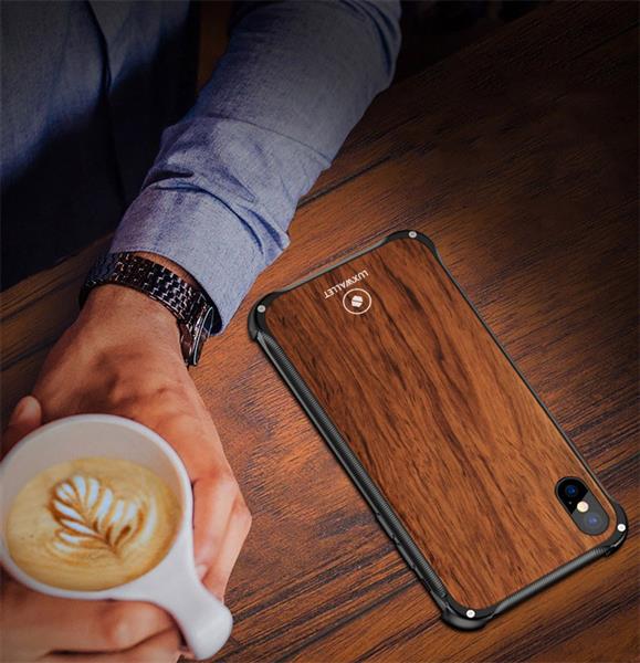 Grote foto luxwallet ronin iphone xs max black rosewood case houten hoes metalen behuizing met auth telecommunicatie mobieltjes