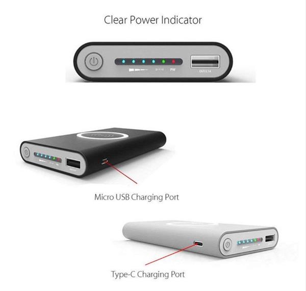 Grote foto drphone pb2 draagbare 10000mah powerbank qi draadloze oplader charge recharge grijs telecommunicatie opladers en autoladers