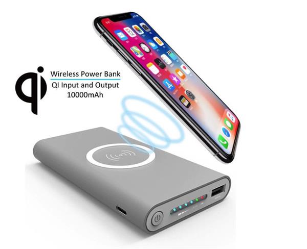 Grote foto drphone pb2 draagbare 10000mah powerbank qi draadloze oplader charge recharge grijs telecommunicatie opladers en autoladers