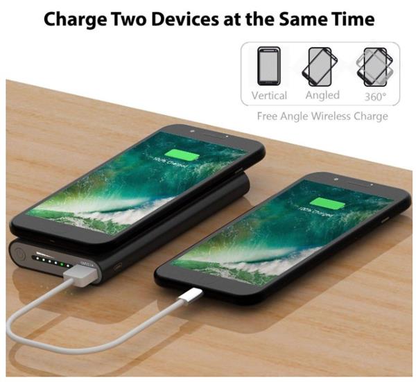 Grote foto drphone pb2 draagbare 10000mah powerbank qi draadloze oplader charge recharge grijs telecommunicatie opladers en autoladers