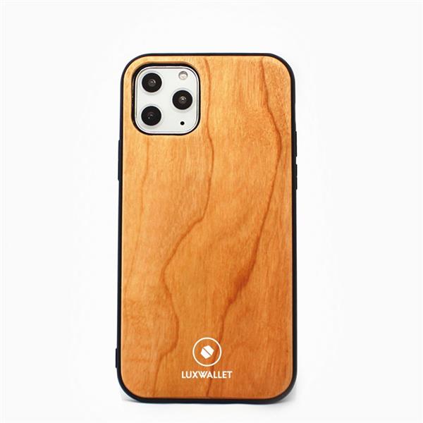 Grote foto luxwallet cherrywood iphone 11 pro max houten hoesje back cover tpu case met echt hout telecommunicatie mobieltjes