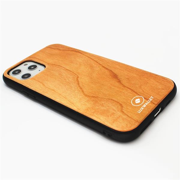 Grote foto luxwallet cherrywood iphone 11 pro max houten hoesje back cover tpu case met echt hout telecommunicatie mobieltjes