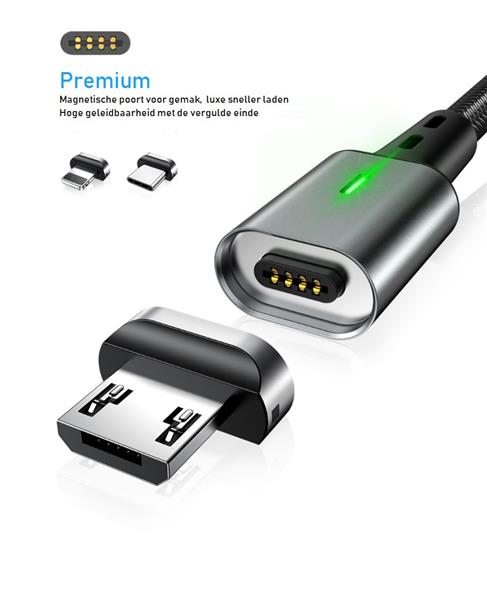 Grote foto drphone icon 2 meter lightning magnetische kabel 3.0a snellader datakabel fast charge zwar telecommunicatie opladers en autoladers