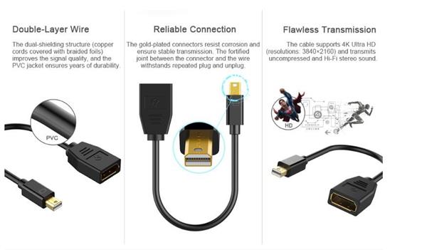 Grote foto drphone mp02 mini displayport mannelijk naar displayport vrouwelijk adapter 4k ultra hd resolutie computers en software overige computers en software