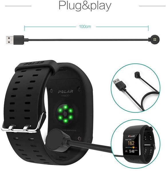 Grote foto drphone oplader usb oplaadkabel geschikt voor o.a polar m600 loop 1 loop 2 1m zwart telecommunicatie opladers en autoladers