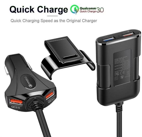 Grote foto drphone pcc3 multi autolader snellader oplader qc 3.0 12a 60w voor achterbank 4 usb poorte telecommunicatie opladers en autoladers