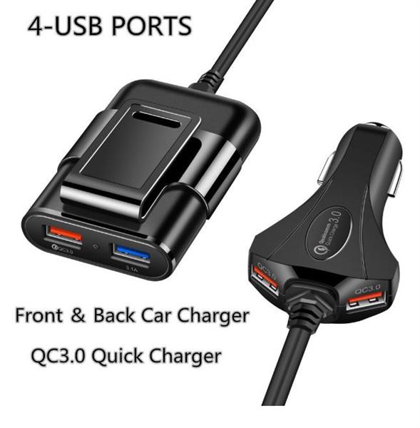 Grote foto drphone pcc3 multi autolader snellader oplader qc 3.0 12a 60w voor achterbank 4 usb poorte telecommunicatie opladers en autoladers