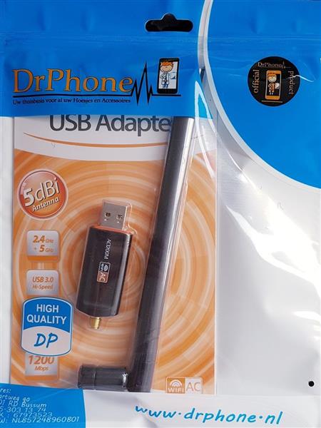 Grote foto drphone w4 wireless usb wifi adapter 1200 mbps 5g 2.5g dual band met antenne wlan adapter ac w computers en software overige computers en software