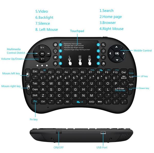 Grote foto elementkeyboard rbg1 mini handheld toetsenbord muis rbg verlichte toetsen geschikt voor computers en software overige computers en software