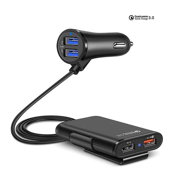 Grote foto drphone pcc2 36w 8a 4 poorten snellader usb qc 3.0 autolader voor en achter 1.8m zwart telecommunicatie opladers en autoladers