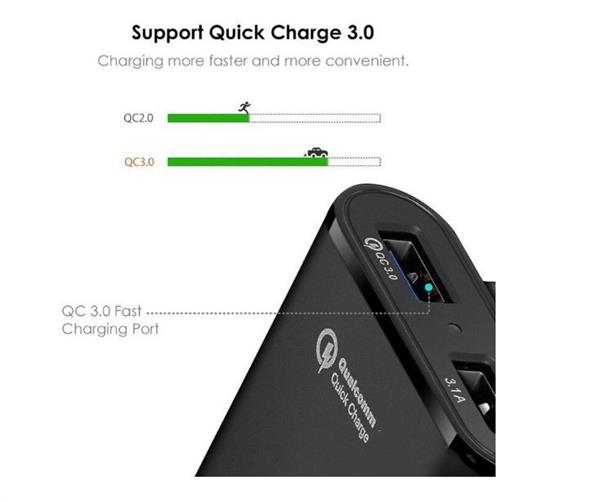 Grote foto drphone pcc2 36w 8a 4 poorten snellader usb qc 3.0 autolader voor en achter 1.8m zwart telecommunicatie opladers en autoladers