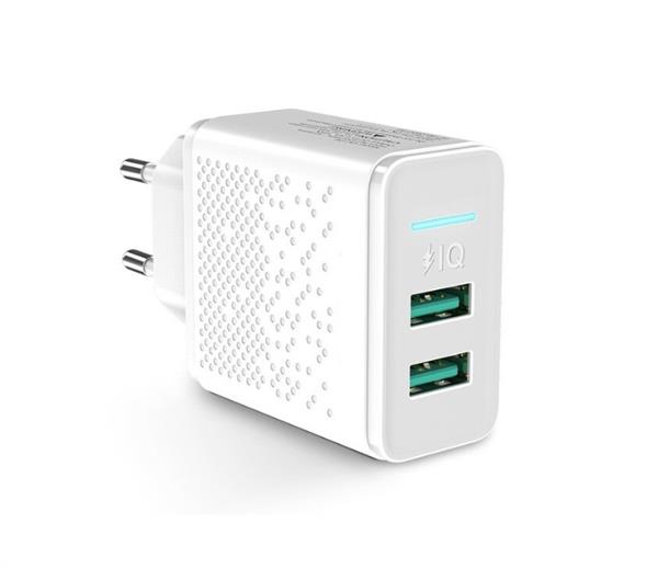 Grote foto drphone acc02 iq smart 2 poort lader 5v 2.4a 2 usb poorten smartphone tablet lader wit telecommunicatie opladers en autoladers