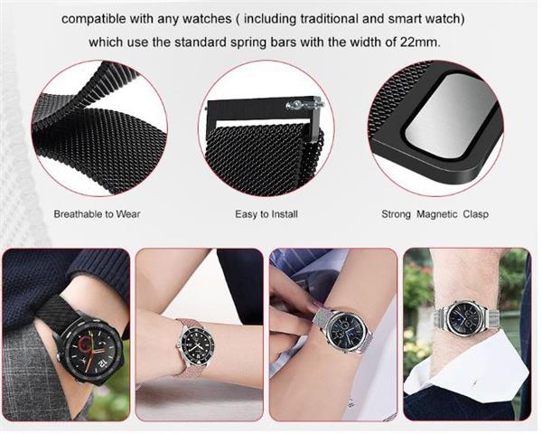 Grote foto drphone universele magnetische milanese armband 22mm 46mm rvs horlogeband goud kleding dames horloges