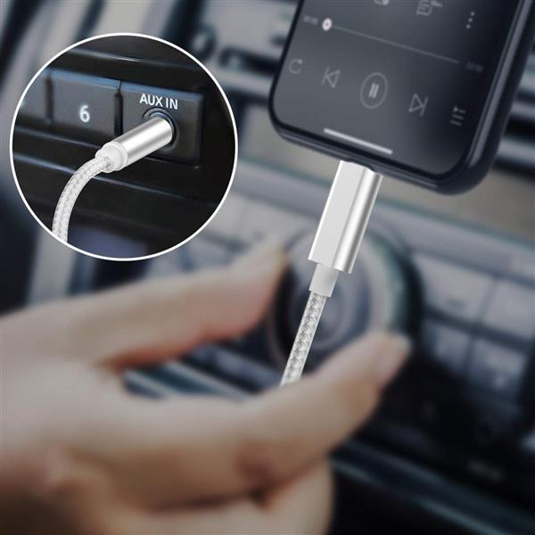 Grote foto drphone sc5 flex lightning naar 3.5mm aux kabel nylon gevlochten 1m zwart telecommunicatie opladers en autoladers