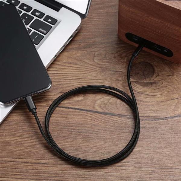 Grote foto drphone sc5 flex lightning naar 3.5mm aux kabel nylon gevlochten 1m zwart telecommunicatie opladers en autoladers