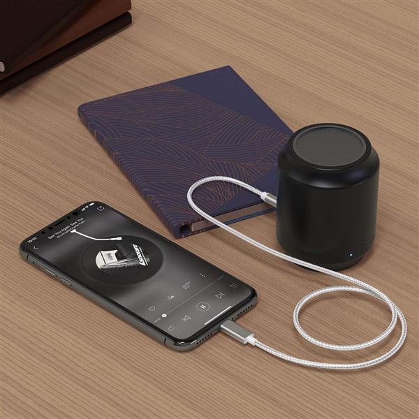 Grote foto drphone sc5 flex lightning naar 3.5mm aux kabel nylon gevlochten 1m zilver telecommunicatie opladers en autoladers