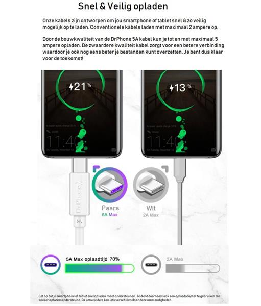 Grote foto drphone sc1 usb c supercharge kabel voor huawei xiaomi 5a output data oplaad kabel 2 met telecommunicatie opladers en autoladers