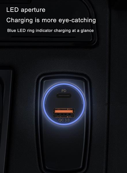 Grote foto drphone invincible 18w metalen auto lader 2 poorten usb c female usb qc 3.0 oplader telecommunicatie opladers en autoladers