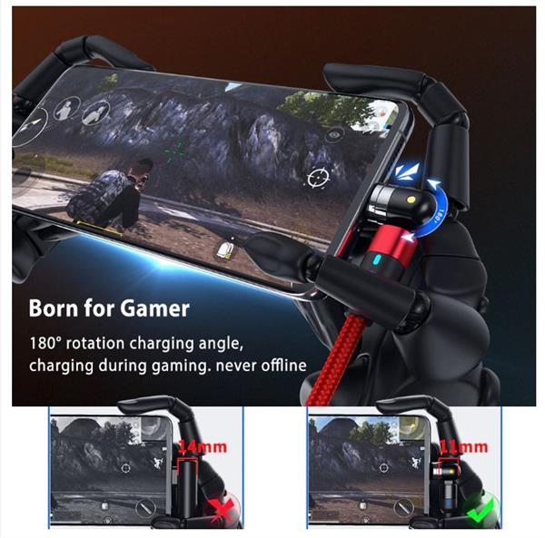 Grote foto drphone lini series usb c magnetische kabel 2.4a nylon gevlochten 540 graden l vorm recht r telecommunicatie opladers en autoladers