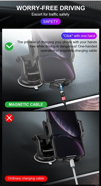 Grote foto drphone lini series usb c magnetische kabel 2.4a nylon gevlochten 540 graden l vorm recht r telecommunicatie opladers en autoladers