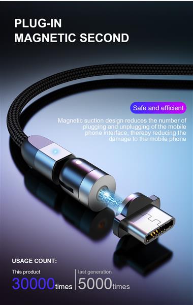 Grote foto drphone lini series micro usb magnetische kabel 2.4a nylon gevlochten 540 graden l vorm rec telecommunicatie opladers en autoladers
