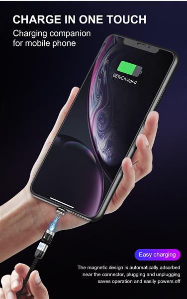 Grote foto drphone lini series micro usb magnetische kabel 2.4a nylon gevlochten 540 graden l vorm rec telecommunicatie opladers en autoladers