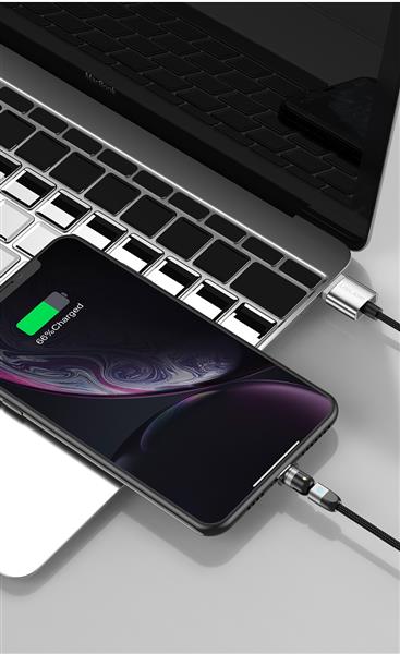 Grote foto drphone lini series micro usb magnetische kabel 2.4a nylon gevlochten 540 graden l vorm rec telecommunicatie opladers en autoladers