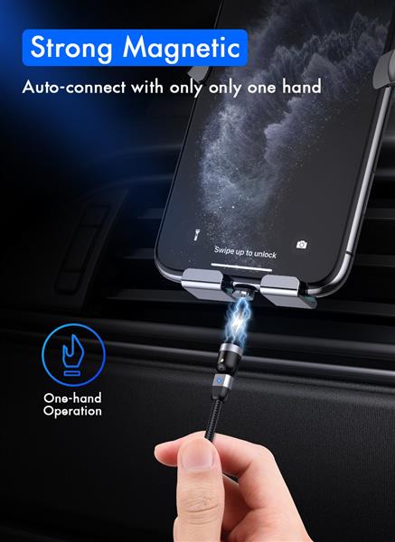 Grote foto drphone lini series micro usb magnetische kabel 2.4a nylon gevlochten 540 graden l vorm rec telecommunicatie opladers en autoladers