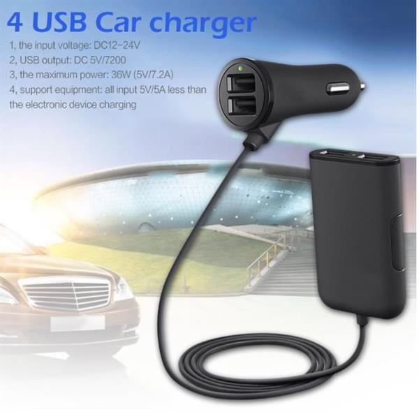 Grote foto drphone pcc1 auto vrachtwagen 12 24v lader 36w 7.2a met 4 usb poorten voor opladen voor en acht telecommunicatie opladers en autoladers