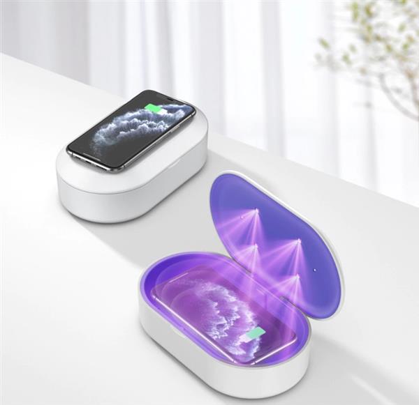 Grote foto drphone chargebox gecertificeerd draadloos qi lader led uv sterilisator box desinfecteert smar telecommunicatie opladers en autoladers