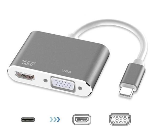 Grote foto drphone chx 2 in 1 adapter usb c naar hdmi vga 4k 3840 2160p 30hz 2 display aansluiten z computers en software overige computers en software