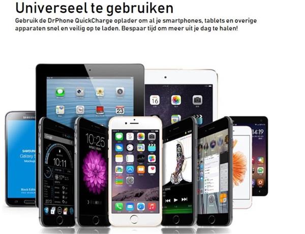 Grote foto drphone quickcharge snellader thuislader oplader met snel opladen functie 9v 2a max 18w fast telecommunicatie opladers en autoladers