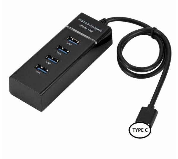 Grote foto drphone xtreme 2 type c 4 poort usb hub 10gbps super speed 3.1 30cm zwart telecommunicatie opladers en autoladers