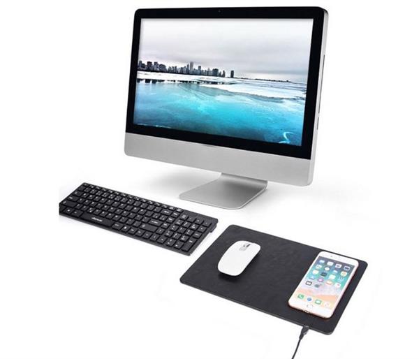 Grote foto drphone dqm1 pu lederen qi draadloze muismat oplader zwart telecommunicatie opladers en autoladers