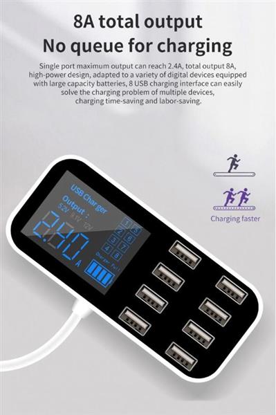 Grote foto drphone atl1 8 poorten usb autolader led digitaal display ic veilligheidsbescherming snel opla telecommunicatie opladers en autoladers