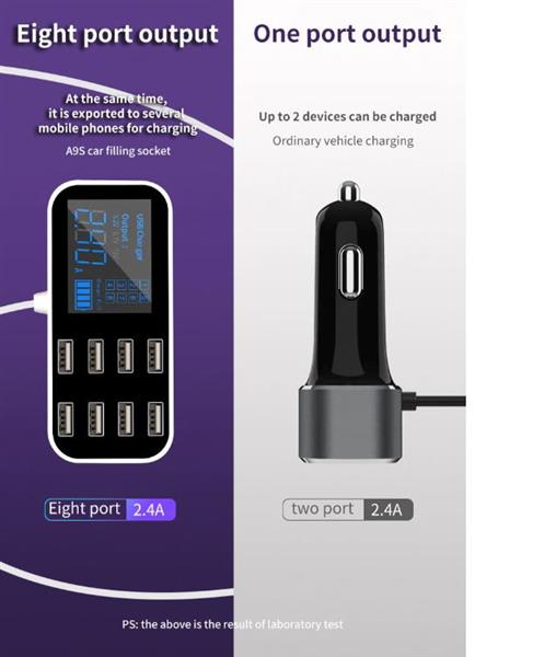 Grote foto drphone atl1 8 poorten usb autolader led digitaal display ic veilligheidsbescherming snel opla telecommunicatie opladers en autoladers