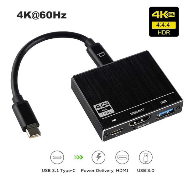 Grote foto drphone thd3 usb c hdmi 4k 60hz power delivery pd 100w opladen usb 3.0 adapter zwart computers en software overige computers en software