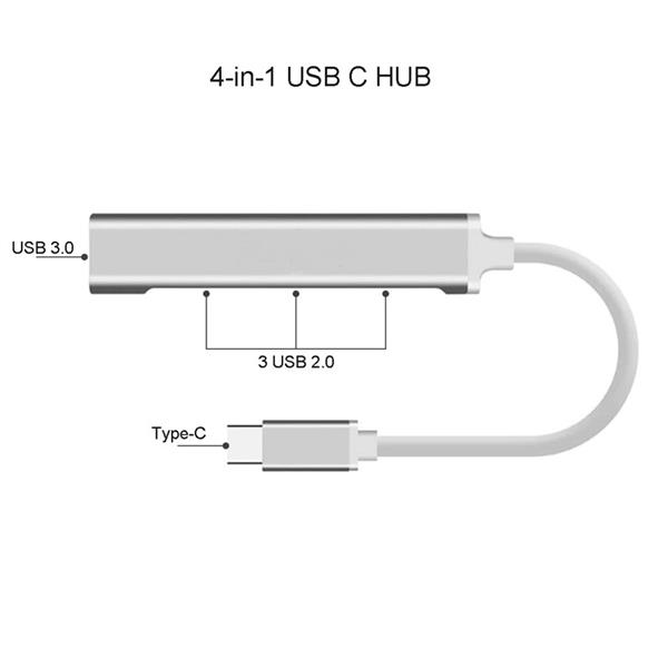 Grote foto drphone onvia usb c 4 poort usb 3.0 2.0 dock type c aluminium case docking extra usb poo computers en software overige computers en software